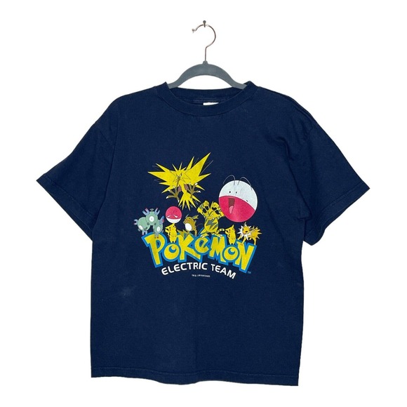 Vintage 1999 Pokemon XL Kids Blue Cotton Short Sleeve Crew Neck Graphic Tee